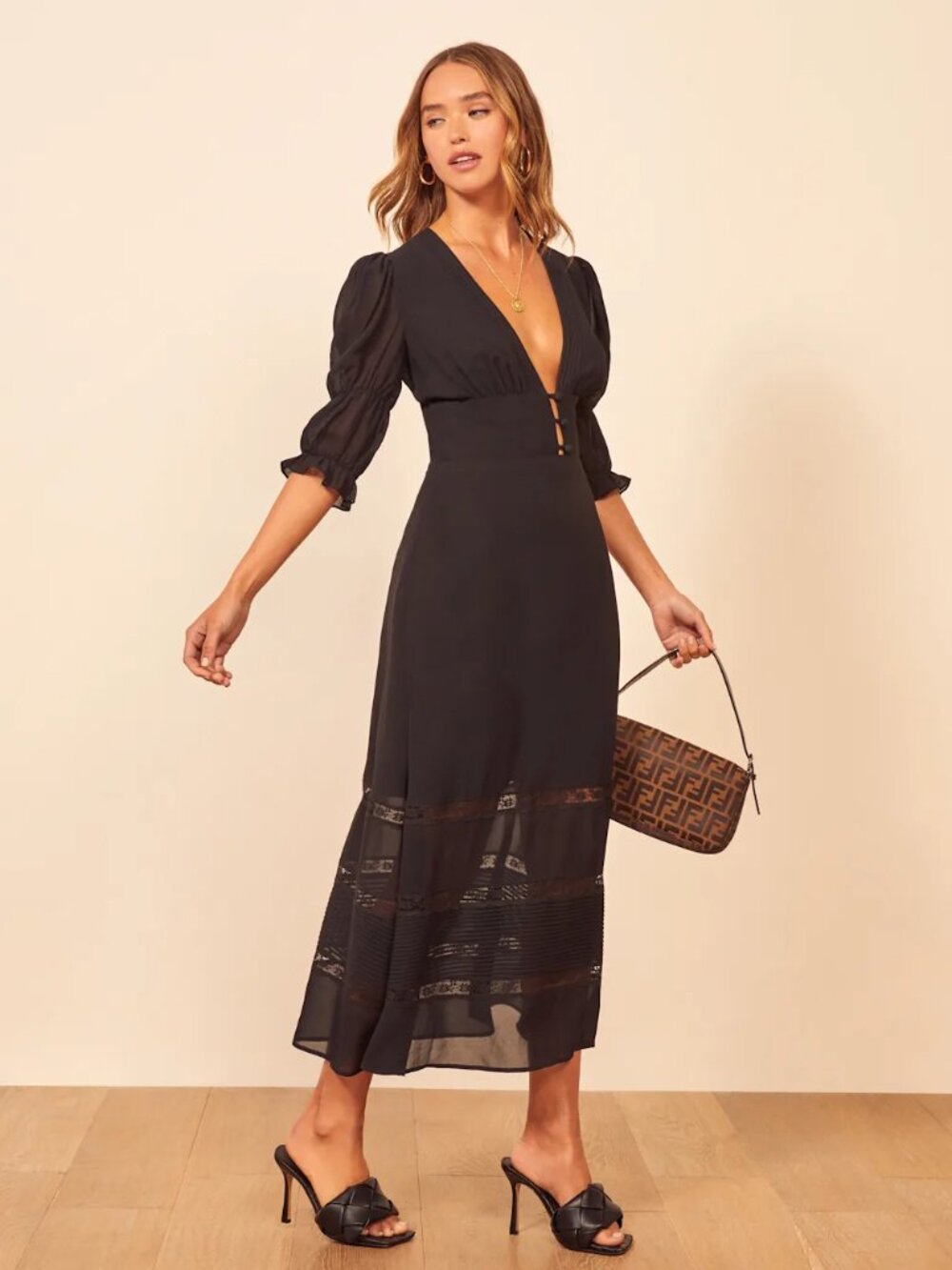 Reformation Petites Ginny Dress Black Size 2P